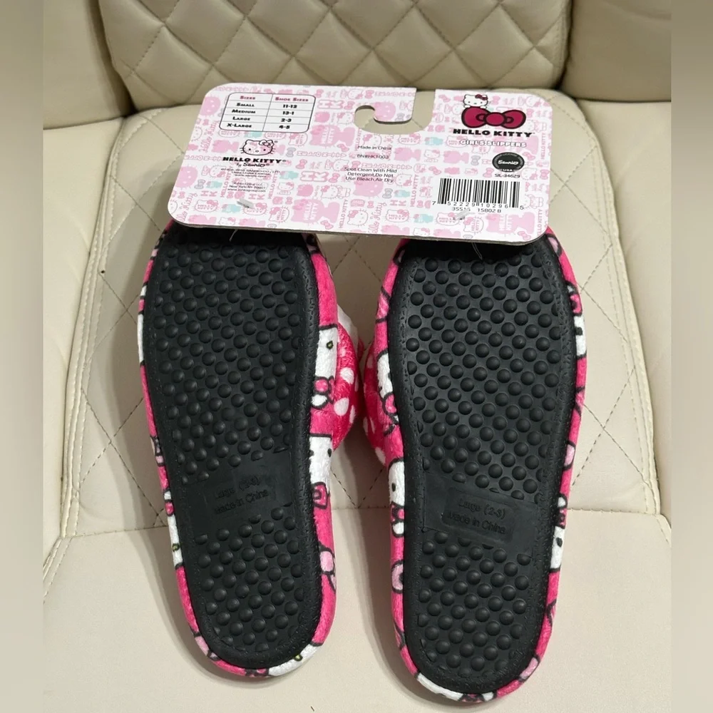 HELLO KITTY thong slippers 3d head girls Large 2/3 NEW pink